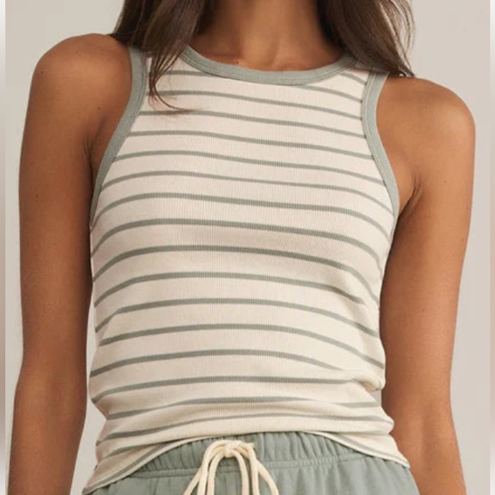 NWT Z Supply Hadley Striped Rib Tank Size Small Sage Green